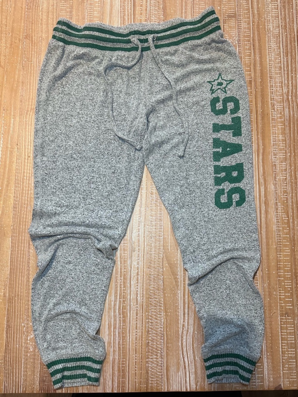 Grey Lounge Jogger Pants with Green 'STARS' Graphic #dallas stars